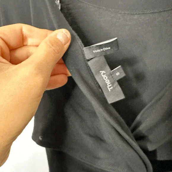 Theory Andrizza Twist Back Dress black cotton interlock midi womens size SMALL - Picture 5 of 8